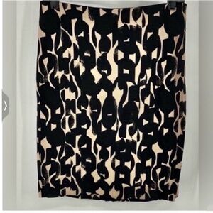 Ann Taylor Black Abstract Modern Zip Classic Pencil Skirt 6